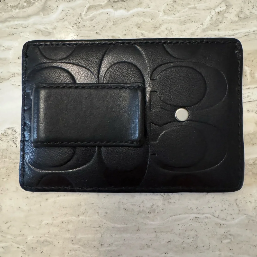 COACH Men’s Black Embossed Card Holder and Money Clip